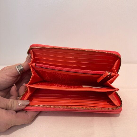 NWOT Kate Spade Coral Perforated Zip-Around Wallet With Gold Hardware orange NEW - Picture 7 of 11
